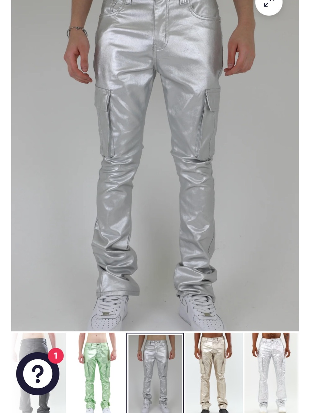 Silver Metallic Cargo Pants for Men ARMOR JEANS